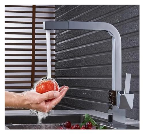 Robinet de cuisine mitigeur d'évier chromé carré et pivotant - 4
