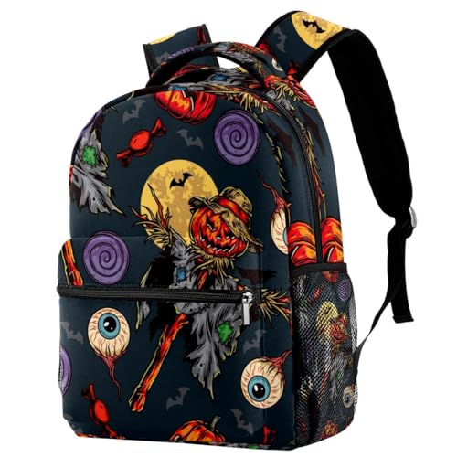 Sac à dos d'école pour femmes adolescents filles garçons citrouille épouvantail 40cm