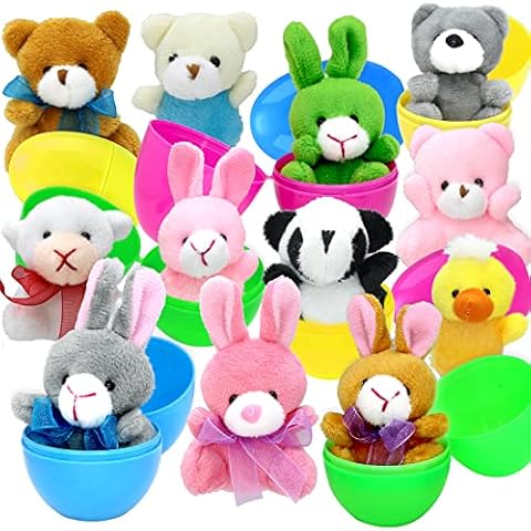 ZMCINER 12 Animal-Themed Prefilled Easter Eggs with Plush Toys Inside for Kids Basket Stuffers & Party Favors Cover
