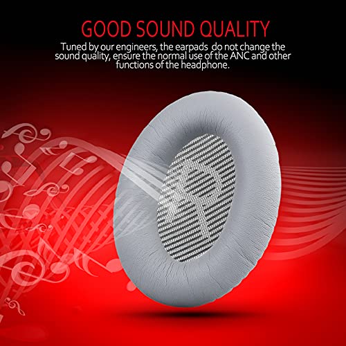 Image of Krone Kalpasmos Premium Ear Pad Replacement for Bose Headphones Earpads, Compatible with Bose QuietComfort 35 ii /QC35 /QC25 /QC2 /QC15 /Ae2 /Ae2i /Ae2w /SoundTrue & SoundLink Silver