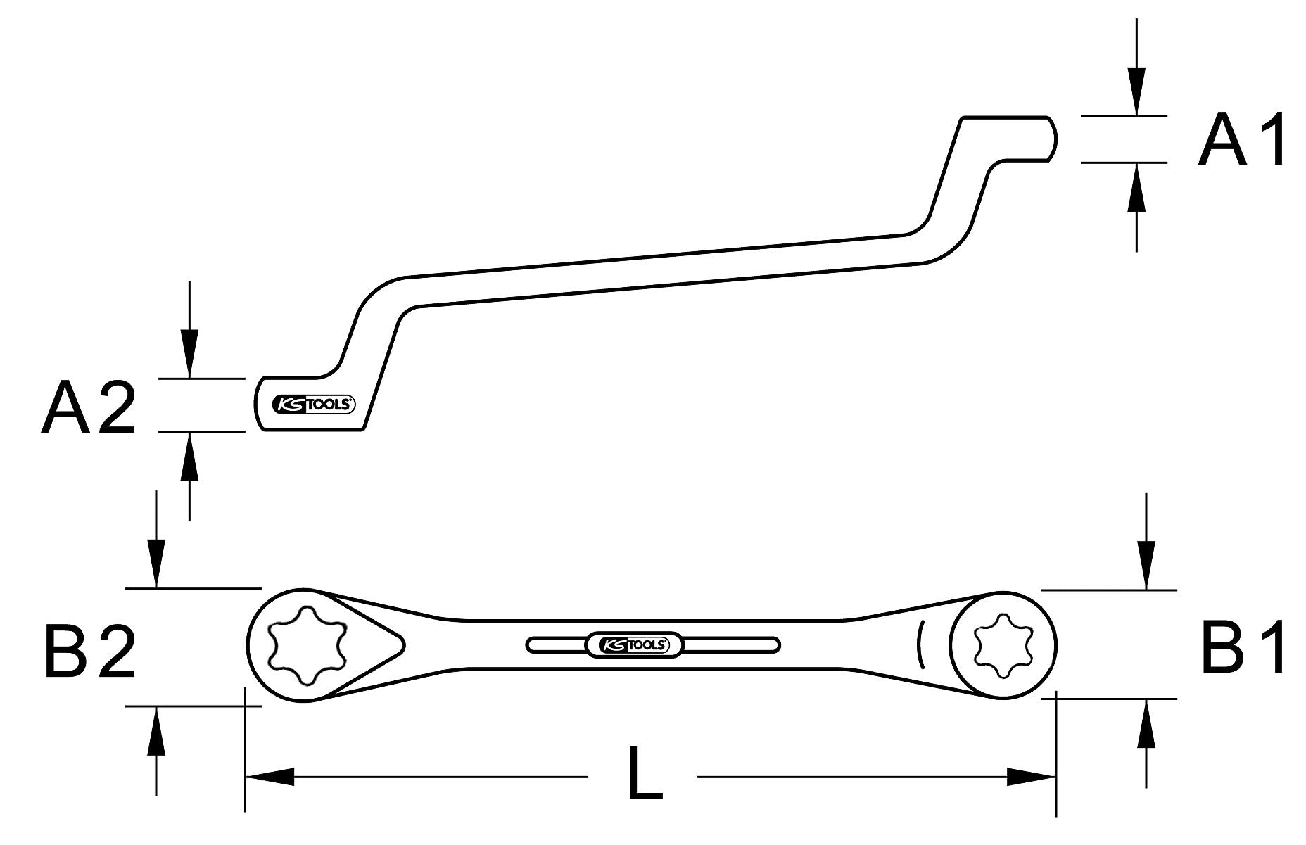 KS Tools 911.0361 Podwójny klucz oczkowy Torx-E,zagiety, E6xE8