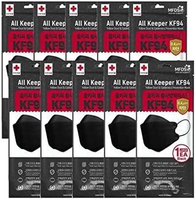 [10 Pack] Black All Keeper KF94 Face Security Masks 4-Layers Filter Safety