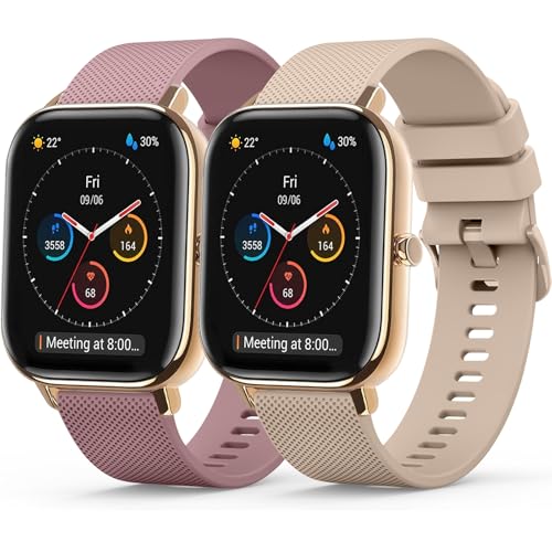 Vancle 2 Piezas Correa 20mm para Amazfit GTS/GTS 2/ GTS 2 Mini/GTS 3/ GTS 4/ GTS 4 Mini Mujer Hombre, Pulsera de Repuesto Suave Silicona Deportiva para Amazfit Bip 3/ Bip 3 Pro/Bip S/Bip U pro