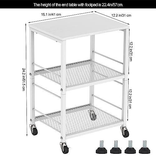 White-Side-Table-Living-Room-End-Table-Bedroom-Small-Nightstand-Modern-Bedside-Table-with-Storage-Shelf-Kitchen-Rolling-Cart-3-Tier-Mobile-Side-Table-with-Storage-Printer-Stand-Rack-for-Home-Office
