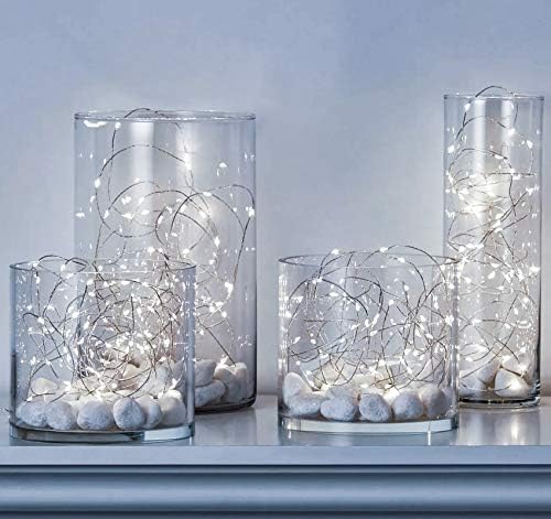 Fairy String Lights 14Pcs Battery Operated String Lights 10Ft 30LED Copper Wire Lights Moon Lights for Christmas Party Centerpieces Decorations, Cool White