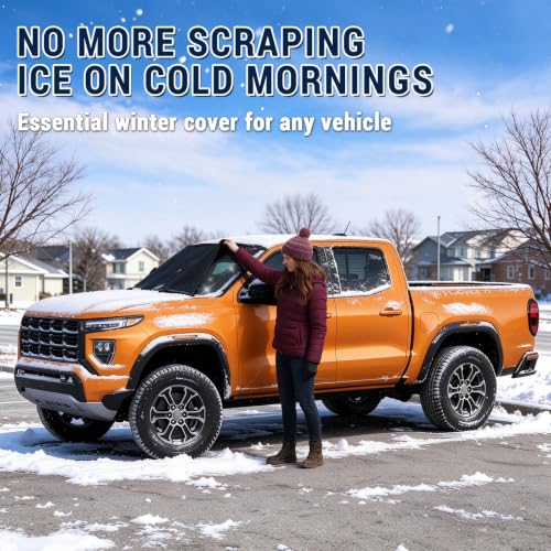 Image of Windshield Cover for Ice and Snow for Chevy Silverado 1500 3500 2019-2027, Windshield Snow Cover Oxford Fabric Waterproof All Weather Windshield Frost Cover for Trucks