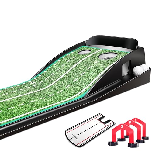 CHAMPKEY Professional Dual-Hole Golf Putting Green with Gates and Mirror - Enhance Your Putting Game on All Skill Levels