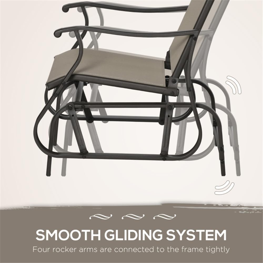 Outdoor Gliding Chair with Breathable Mesh Back and Powder-Coated Steel Frame for Patio, Garden, and Balcony Use