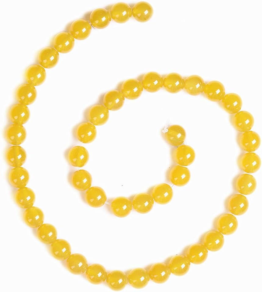 Natural Gemstone Loose Beads Smooth Round Approxi 15 inch DIY Bracelet Necklace for Jewelry Making (6mm, Yellow Agate) 6mm Yellow Agate