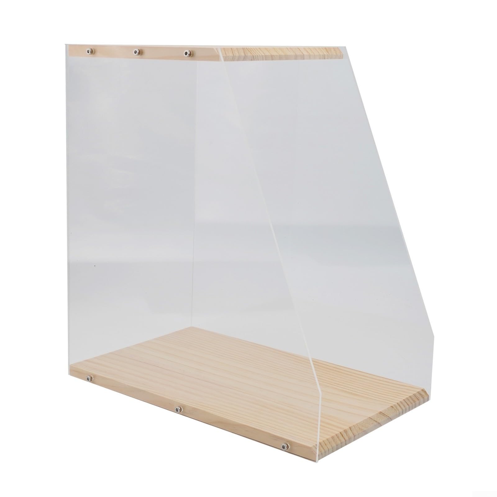 ZYWUOY Contenitore per dischi in vinile in legno massello con inserti in acrilico trasparente