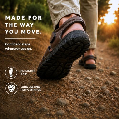 Image of Men's Toe Closed Fisherman Sandals with Memory Foam