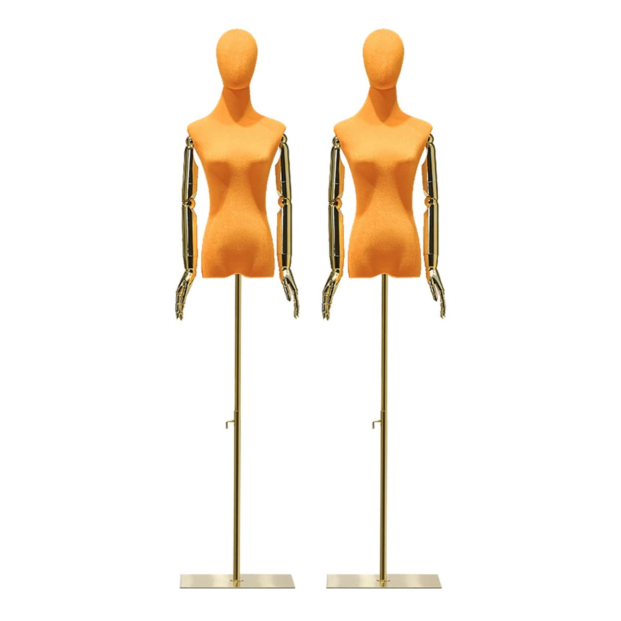 Buste de Mannequin féminin Ajustable (Lot de 2), Buste de 135 à 210 cm, Bras et tête détachables, Base rectangulaire en métal, idéal pour la présentation de vêtements et de Bijoux, la coutur
