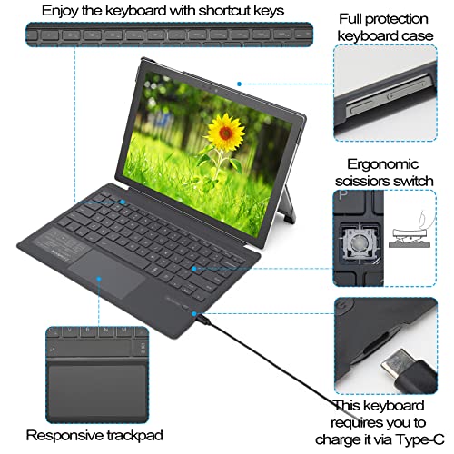 Qulose Surface Pro Keyboard Case, 7 Color Backlight Detachable Keyboard With Trackpad, Case With Keyboard For Microsoft Surface Pro 7+/ 7/6 / 5/4 / 3 Tablet #TOP2
