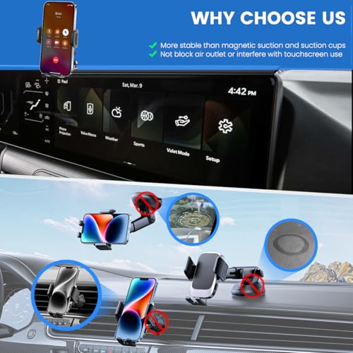 Image of Car Phone Holder Compatible with Kia K4 2025 2026 Accessories 12.3-Inch Screen Fixed Clip, Cell Phone Mount with Dash Organizer Storage Box Hands-Free 360 Rotation