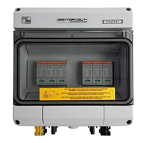 Solar Anschlusskasten PV DC 1000V T1 T2 40kA 2-Strings 4mm Connector Doktorvolt 4579 Cover