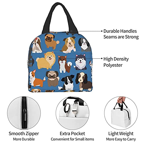 Duduho Cute Dog And Puppy Animal Set Lunch Bag Compact Tote Bag Reusable Lunch Box Container For Women Men School Office Work #TOP3