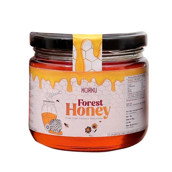 Image of KORKU Wild Forest Honey Raw Unfiltered 250gm | Melghat Tribal Harvest Honey | No Additives, Floral Forest Honey Jar with Rich Aroma Smooth Texture and Authentic Wild Collection from Forest Sources,