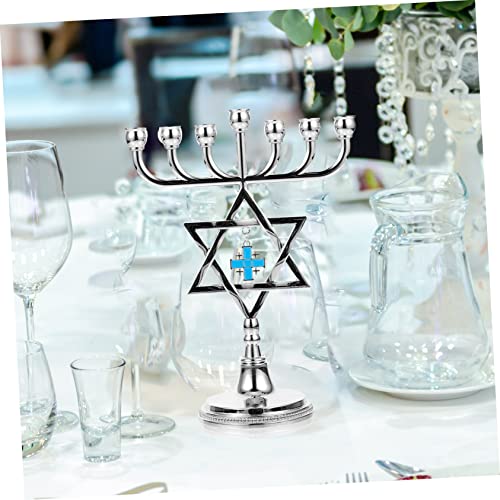 Coheali 4Pcs Cross Pendant Candle Holder Candle Sconces Dining Table Centerpieces Cross Decorations 7 Branch Stand Dining Table Candlesticks Hanukkah Candlestick Decor Metal Old Fashioned #TOP5