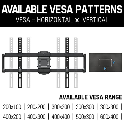 Mounting Dream Tv Wall Mount Full Motion Tv Mount For 42-75 Inch Tvs, Bracket With Dual Articulating Arms, Fits 12” / 16” Wood Studs, With Vesa 600X400Mm Up To 100Lbs #TOP7