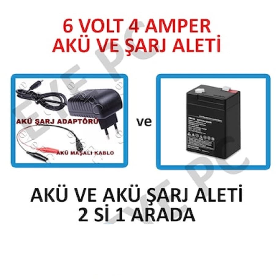 6 V 4 Amper Tartım Sistemleri Kantar Aküsü Şarj Seti