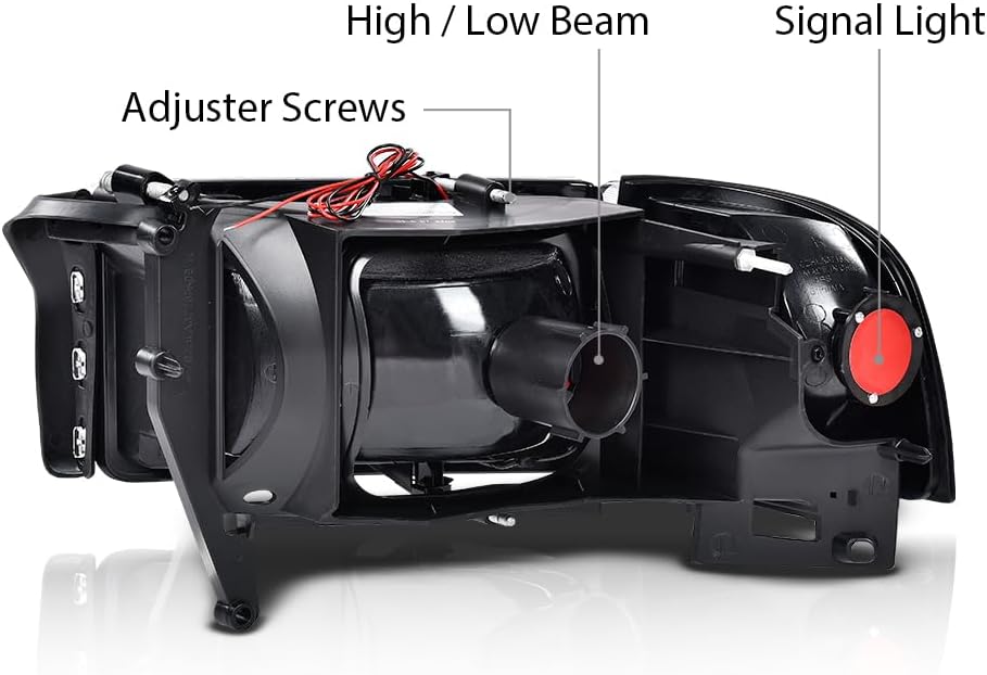 G-PLUS LED Headlights Fit Dodge Ram 1500 1994-2001/Dodge Ram 2500 3500 1994-2002 Clear Lens Black Housing Clear Reflector Bumper Headlamps w/o Bulbs,faros delanteros Assembly