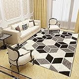  AU-OZNER carpettex Teppich,Grauer schwarzer Teppich mit Würfelmuster, waschbar, schalldicht und leicht zu verteilen. Baby-Krabbelteppich Teppich klein -grau_200x300cm