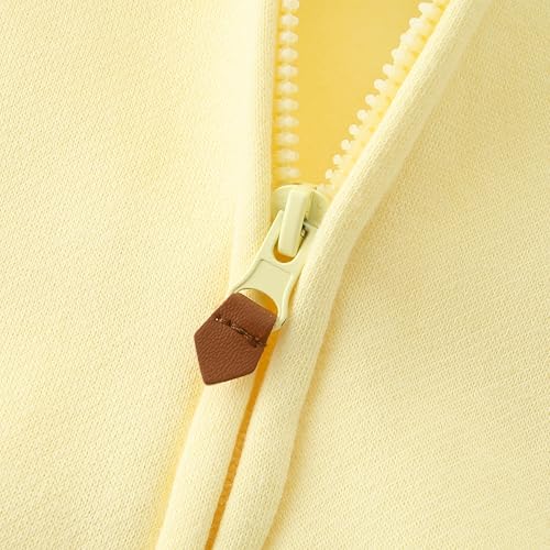 Fleece Baby Wearing Jacket Infant Stylish Bear Ear Hoodie Zip Long Sleeve Autumn Baby Girl Boy 6-9M Yellow Coat