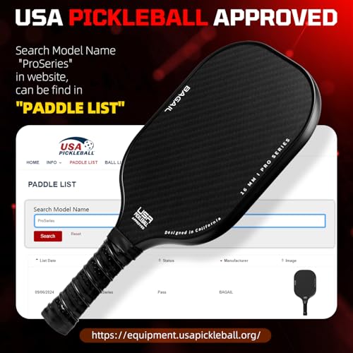 image for BAGAIL Pickleball Paddles, USAPA Approved Fiberglass Surface Picklebal