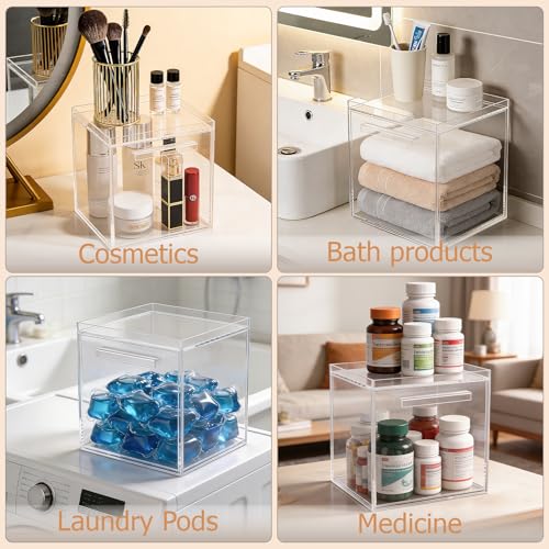 Disposable Face Towels Holder Compatible with Clean Skin Club Clean Towelettesl XL, Acrylic Box Bin with Drawer Bathroom Counter Storage for Vanity, Clear by Anyoifax - Image 7