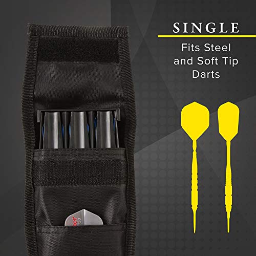 Casemaster Single Black Dart Case with Solid Plastic Insert and Flexible, Tough Nylon Covering, Holds 3 Steel Tip and Soft Tip Darts, Hard Shell Keeps Flights in Perfect Shape - Thumbnail 6