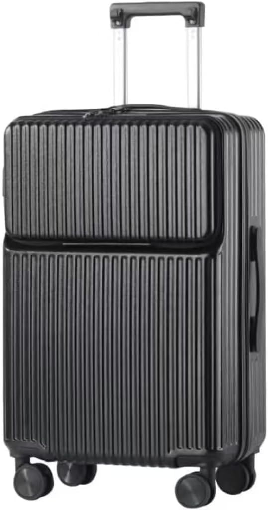 Carry On Luggage, Hardside Suitcase with Front Pocket,20 Inches Small Suitcase on Wheels for Unisex| Ultra Lightweight cabin size luggage Carry on with Spinner Wheels 4 (Carry-On 20-Inch) Black