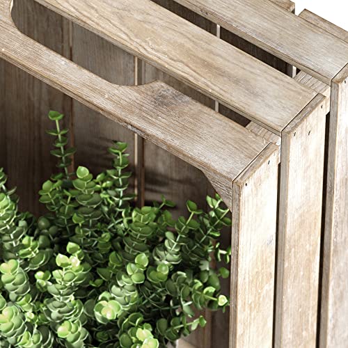 Barnyard Designs Rustic Wood Nesting Crates With Handles, Decorative Farmhouse Wooden Storage Container Boxes, Set Of 3, 16” X 12.5” (Whitewashed) #TOP7