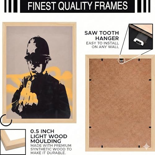 Image of BLINKART Ren Magrit Aesthetic Modern Art Walls With Frame | Natural Wood Texture | Living Room Bedroom Office Wall Decoration | Poster Home Decor Frames Wall Bedroom | 12x8 Inches (D524)