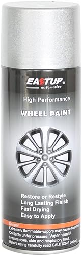 EASTUP Rueda de aerosol de esmalte acrílico metálico de alta calidad, color plateado, acabado brillante, alta durabilidad, resistente a la