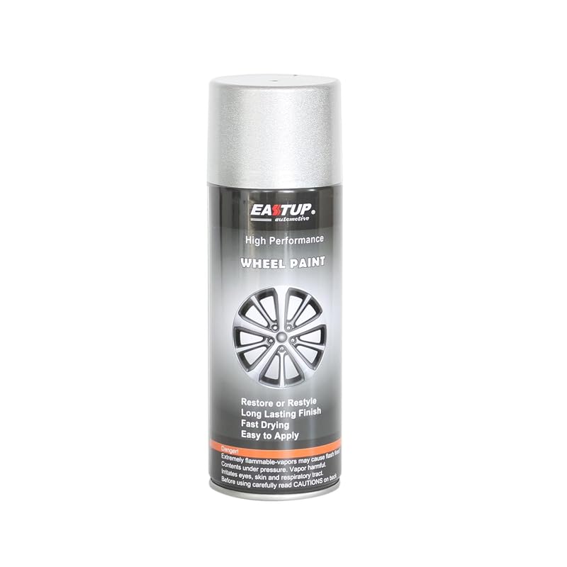 Tinta Spray para Rodas EASTUP, Esmalte Acrílico Metálico 23#1580-Flash Silver, Acabamento Brilhante, Frasco de 400 mL