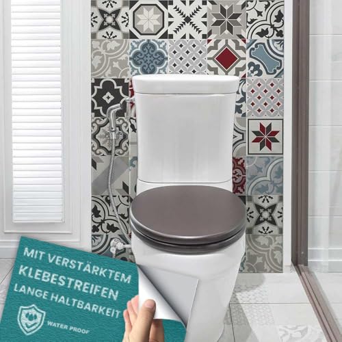 RE-COVERTILES - Fliesenaufkleber Küche und Bad PVC-Klebefliesen Regenmäntel Kratzfest Stickers Dekoration Wand Zementfliesen Peel and Stick - Modell 10 Stücke 20x20 cm PS00152 Made in Italy