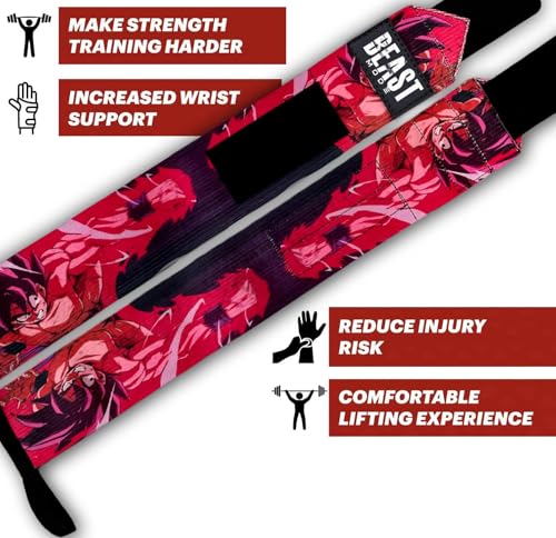 Image of STEIGEN FITNESS ULTIMATE Printed Wrist Support Wraps,Wrist Bands For Exercise,Wrist Straps For Gym (GOKU RED)