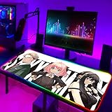 ゲーミングマウスパッドアニメ スパイ プレイ ファミリー LED マウスパッド ゲーマー カートゥーン デスクマット カワイイ デスク アクセサリー ゲーム ノートパソコン キーボード マット RGB マウスパッド アニメ マウスマット XX-Large (400X900MM)