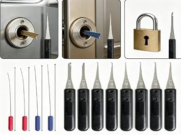 12Pcs Broken Key Extractor Set, 0.2-0.4mm Lock Picking Kit(Black)