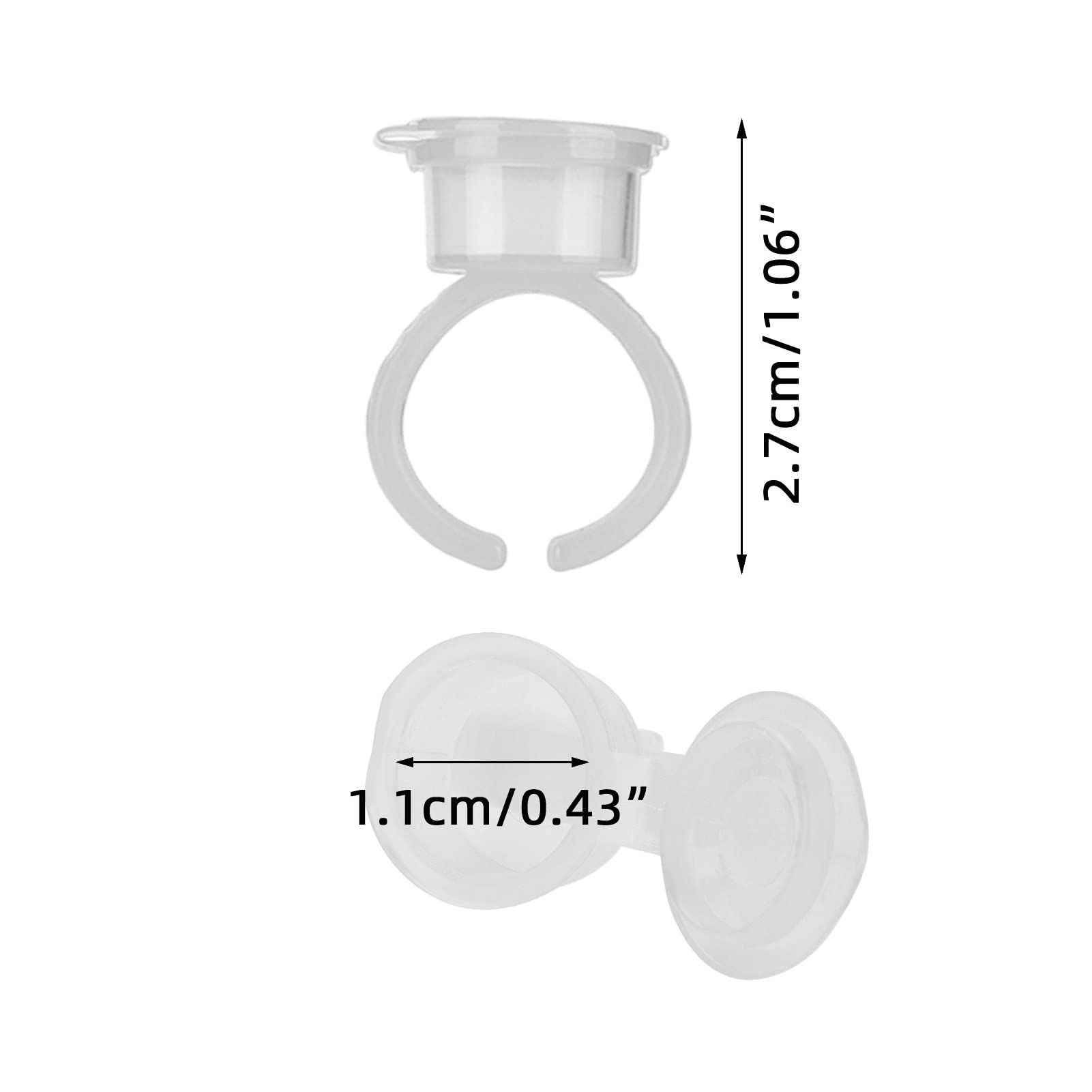 50 Ink Accessories Ink Microblading Pigment Ring Cups Pigment Ring Cups with Lids for Inks Semi Permanent Make up Eyebrow Glue Containers(White)