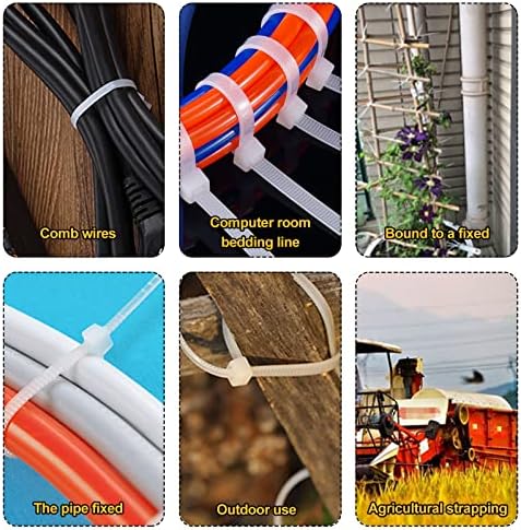 White Cable Ties, 200PCS Zip Ties Reusable Tie Wraps Nylon Small Cable Wire Tie Premium Self Locking for Home Garage Workshop - 200mm x 2.5mm