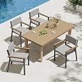 Rynthos 5 Piece Outdoor Dining Set, Aluminum Patio Table and Chairs with Cushions, All Weather Outdoor Furniture Sets for Porch, Deck, Backyard, Garden, Grey