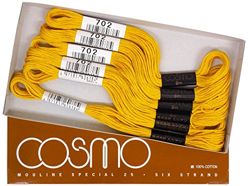 cosmo 25番刺しゅう糸 8m束 Col.702 イエロー 系 1箱 6束入り
