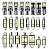 VoltCozy 23pcs Kit d'Ampoules LED SMD sans Erreur Can bus Ensemble de Rechange Blanc Xénon 6000K Lumières Festoon Navette C5W T10 Éclairage Intérieur & Plaque d'Immatriculation