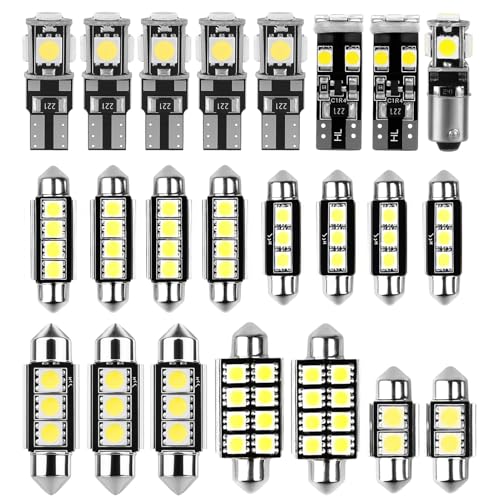 VoltCozy 23pcs Kit d'Ampoules LED SMD sans Erreur Can-bus Ensemble de Rechange Blanc Xénon 6000K Lumières Festoon Navette C5W T10 Éclairage Intérieur &...