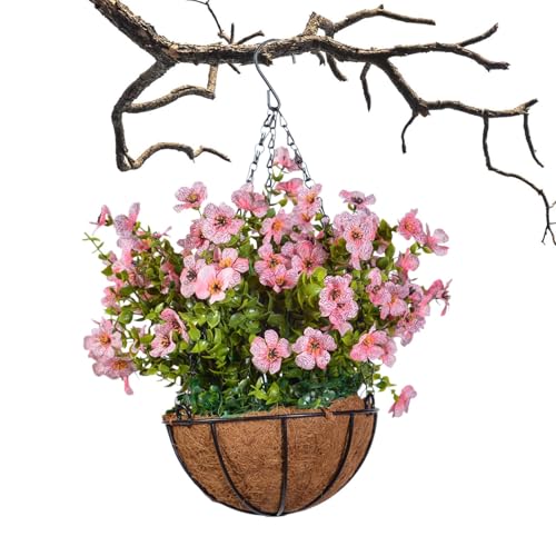 Genérico Flores violetas Falsas, violetas Artificiales,Decoración de Ramo de Flores Artificiales | Plantas violetas Colgantes decoración al Aire Libre para Patio, Porche, Patio, jardín