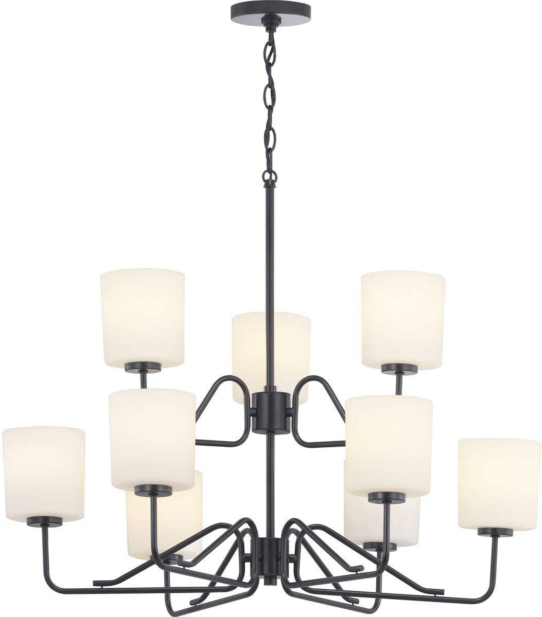🔥 Flash Sale Tobin Collection 9-Light Etched White Glass Modern Chandelier Light Matte Black Lowest Price Tobin Collection 9-Light Etched White Glass Modern Chandelier Light Matte Black