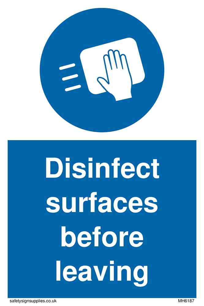 Pack of five - Disinfect surfaces before leaving Sign - 100x150mm - A6P