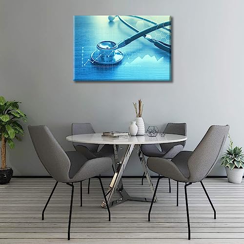 Image of TUMOVO Stethoscope Artwork Wall Decor Posters and Prints 1 Panels Clinical Laboratory Pictures Wall Decor for Bedroom Poster Medical Art Prints Framed Ready to Hang (16 inch Wx24 H)