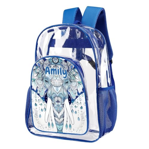 Personalized Clear Backpack for Girls Tribal Elephant Backpack with Name Transparent Bookbag Back to School Gifts2